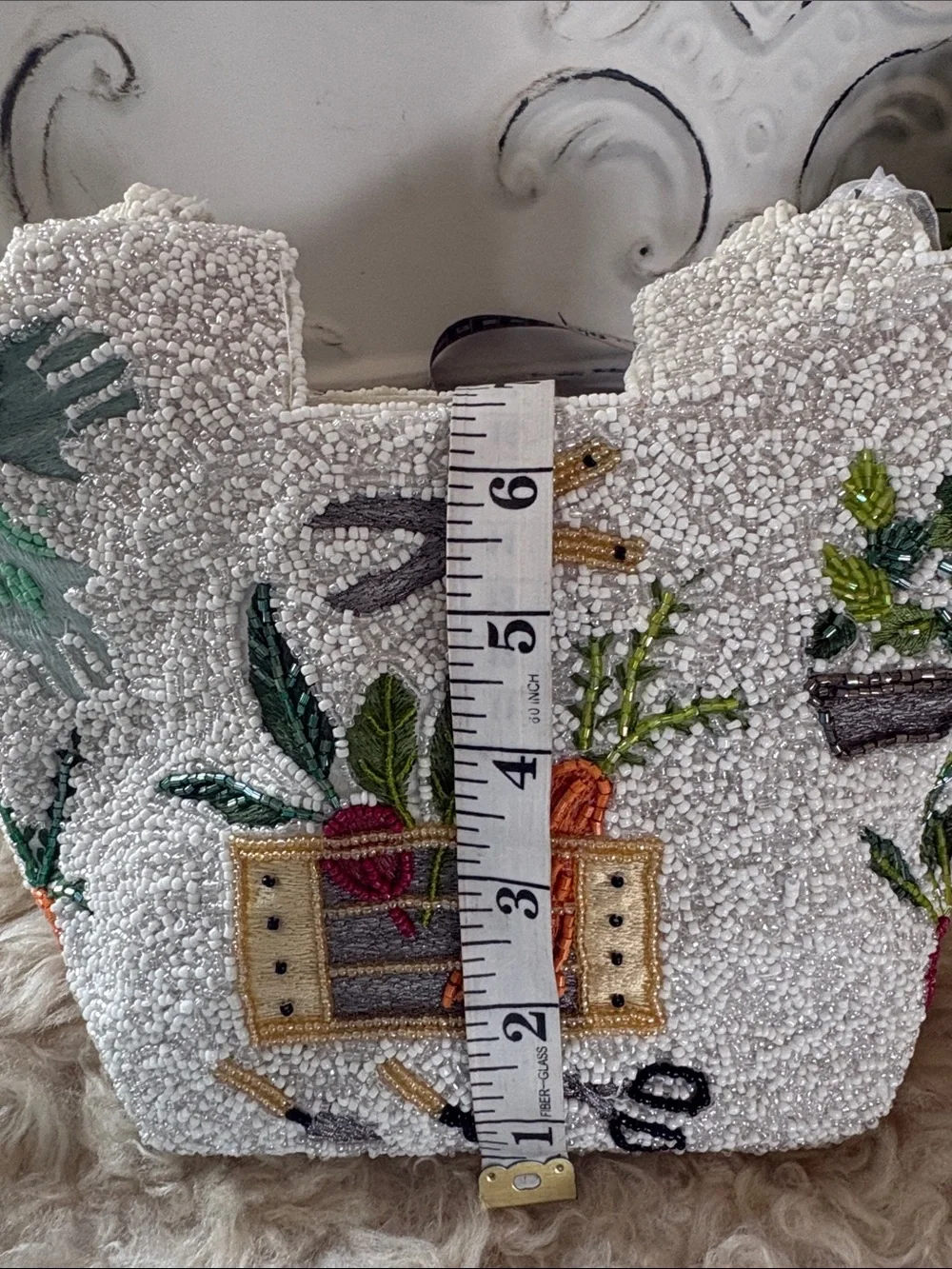 Hand Crafted Cream Holiday Pillow with Colorful Embroidered Garden Motifs